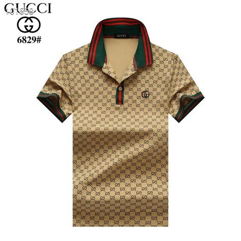 gucci brown low neckshirts|gucci golf t shirts.